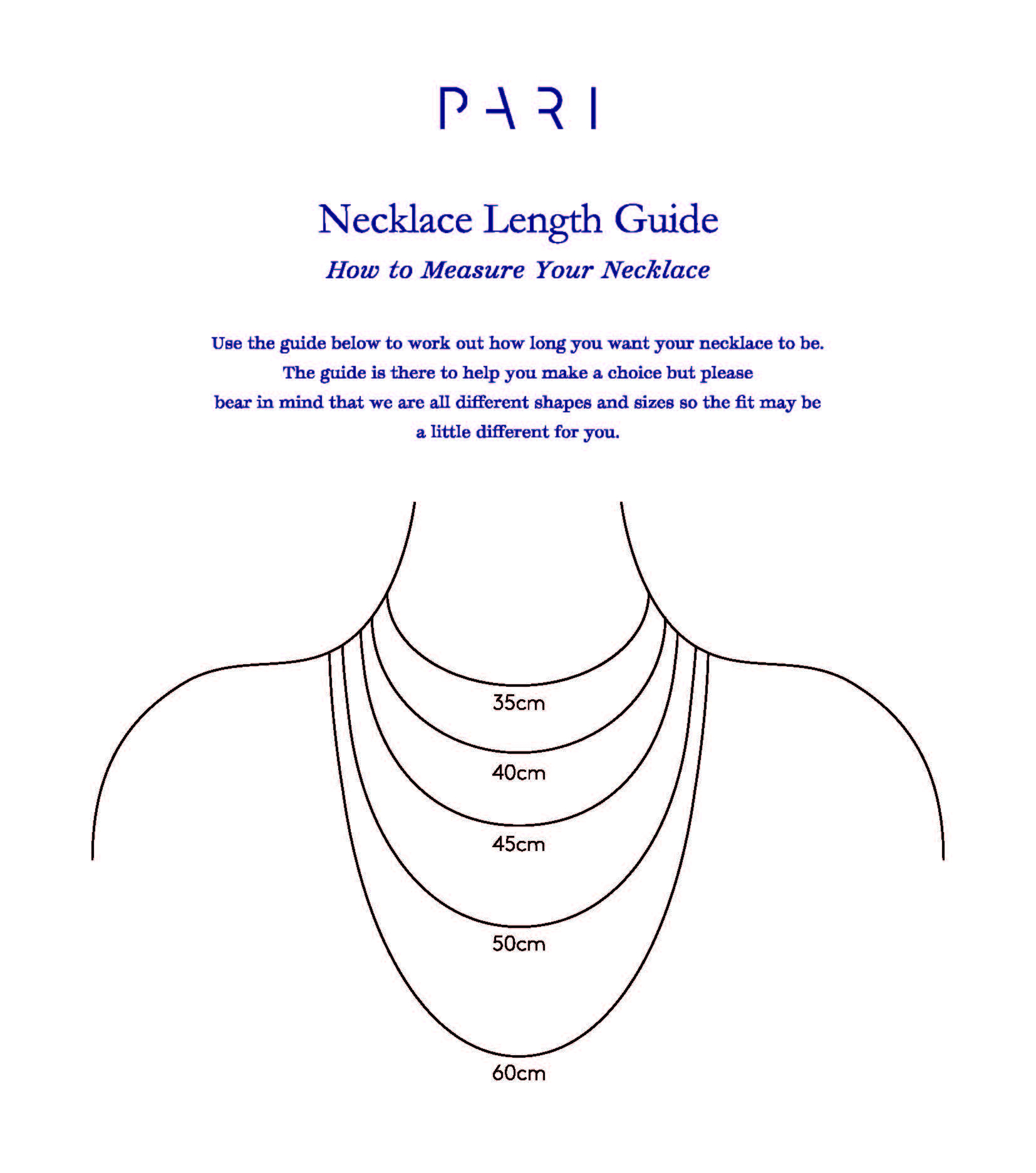 necklace size guide